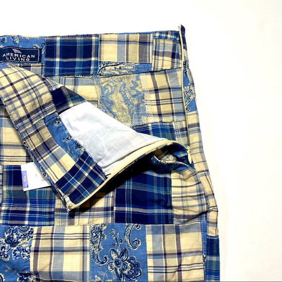 American Living 100% Cotton Blue And White Patchwork Woman’s Mini Skirt NWT 12 - Picture 3 of 11